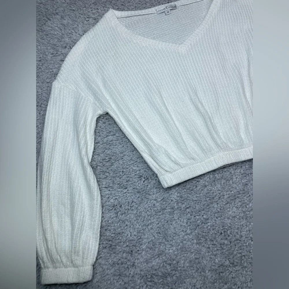 Moa Moa top Womens XS Waffle Knit V-Neck Long Sleeve Layering Warm Comfy Soft - Picture 3 of 5